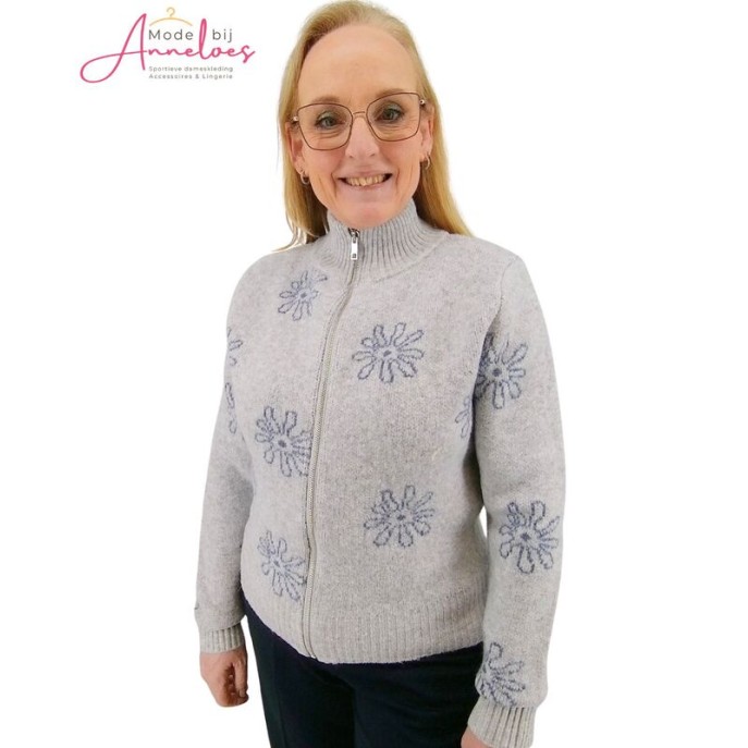Maicazz Vest Perel Grijs bloemen